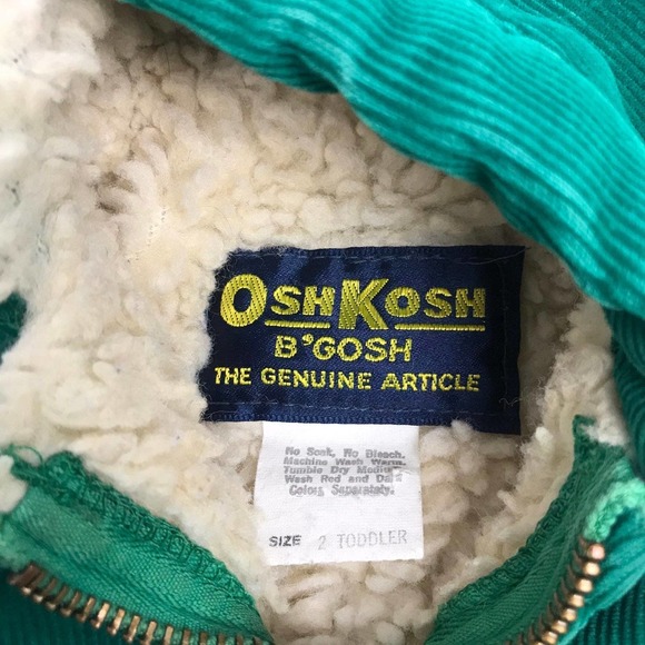 Vintage 70s Oshkosh corduroy sherpa green jacket - Picture 3 of 11